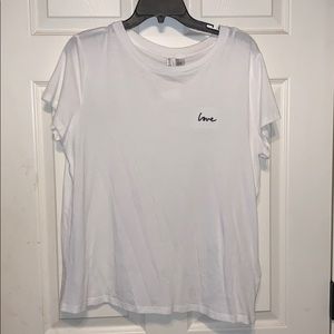 White “love” shirt